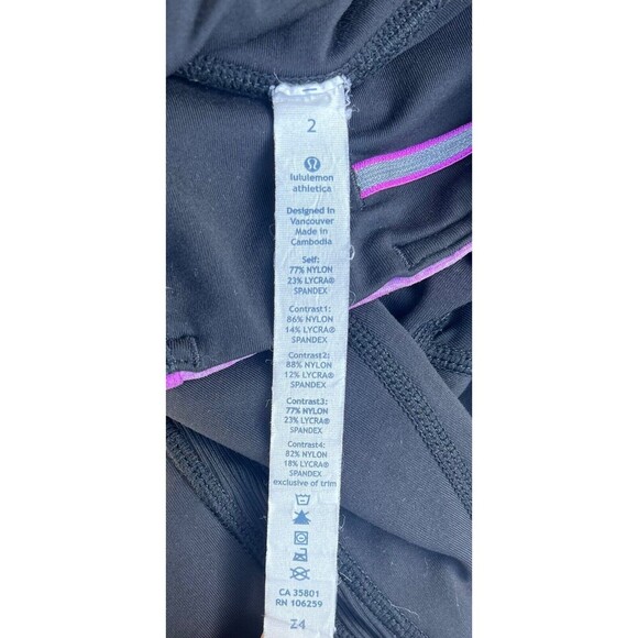 Lululemon Run Dash Ruched Side & Back Pockets High-Rise Leggings Black/Violet 2 - Picture 7 of 7